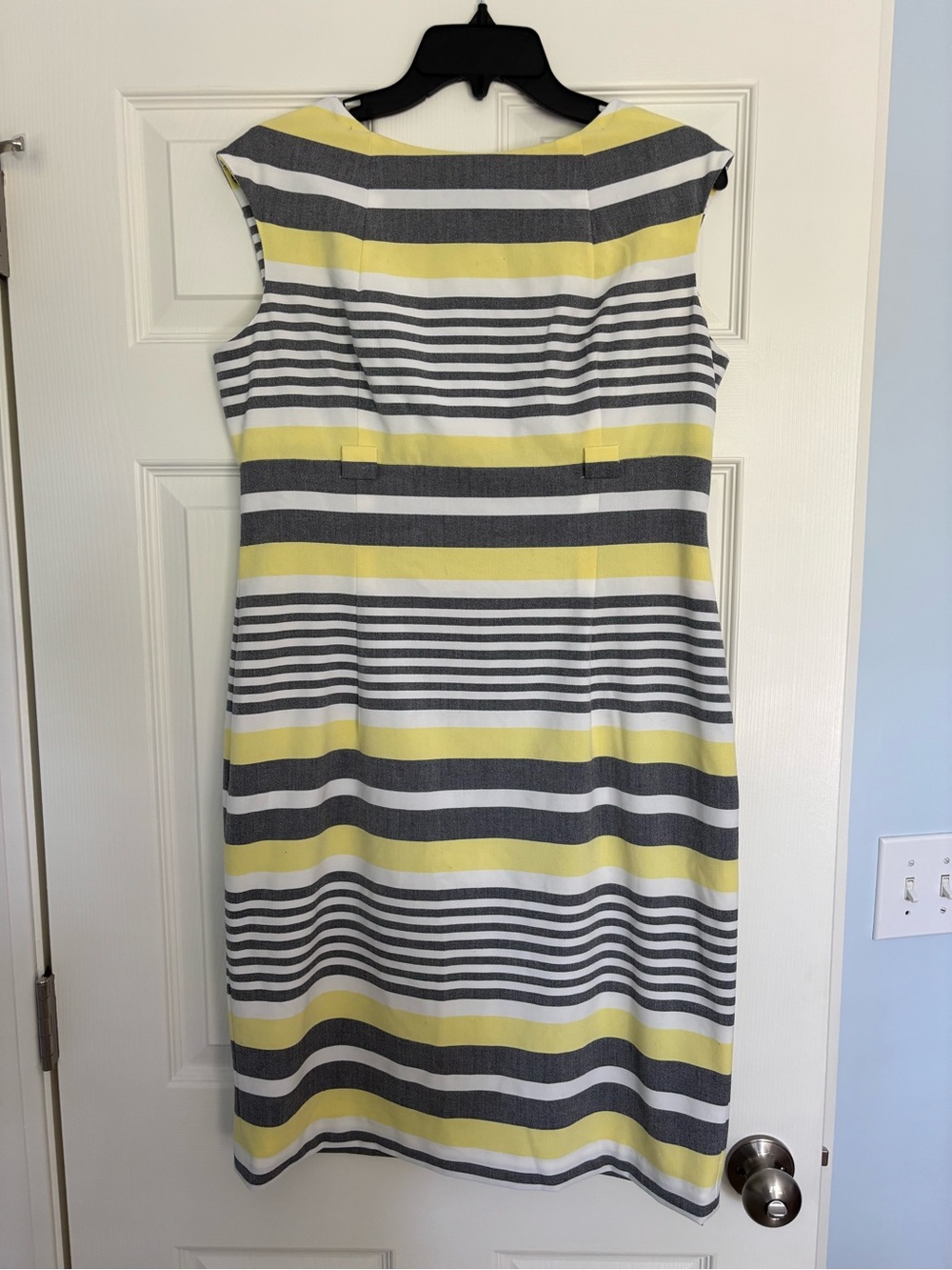 Calvin Klein Yellow, Gray & White Striped Sheath Dress